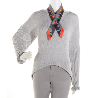 Hermes Silk Rocabar Twilly Gris Orange Vert 2 of 5