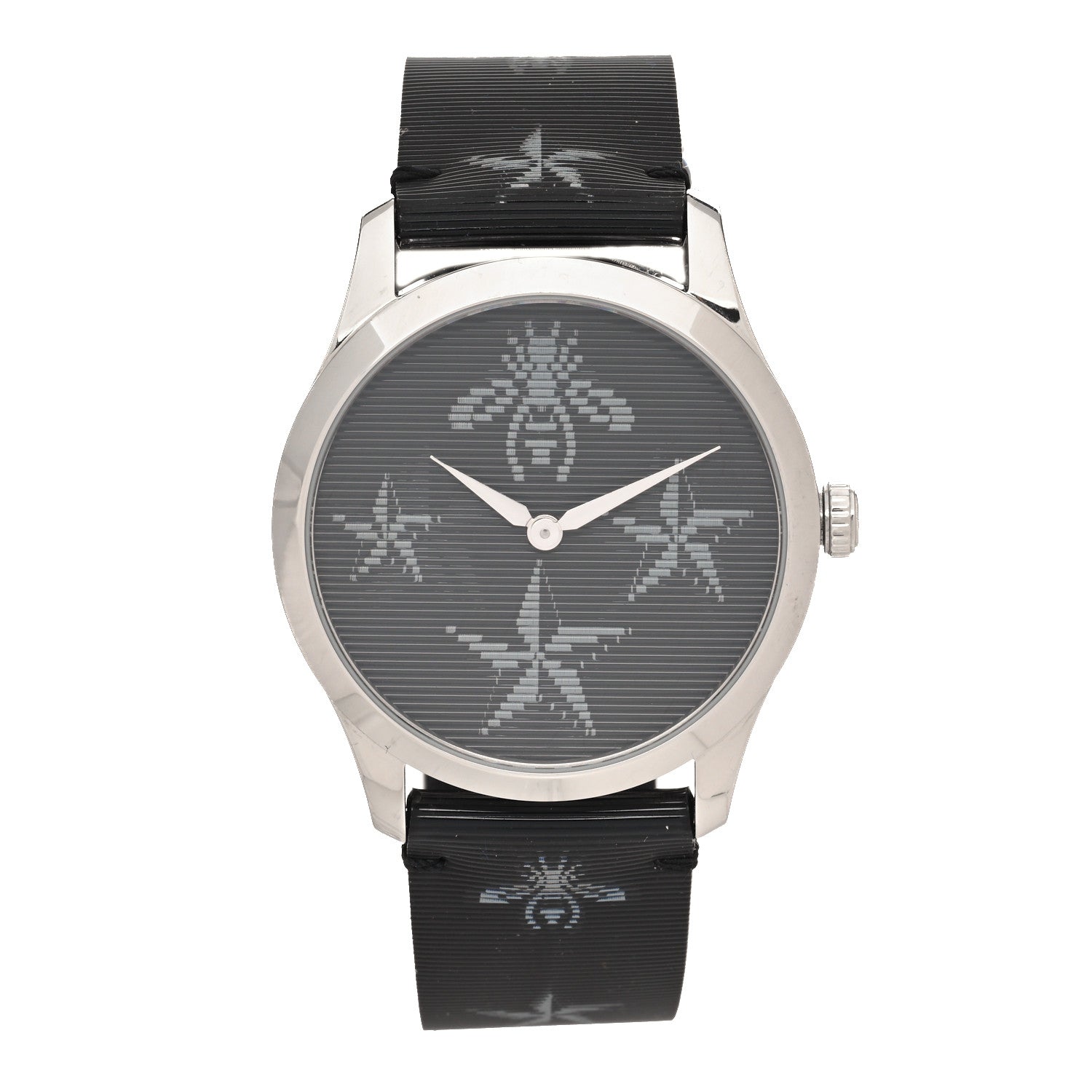 Gucci Stainless Steel Calfskin 38mm G-Timeless Bee Star Hologram Quartz Watch Black 1 of 4