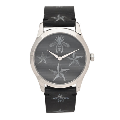 Gucci Stainless Steel Calfskin 38mm G-Timeless Bee Star Hologram Quartz Watch Black 1 of 4