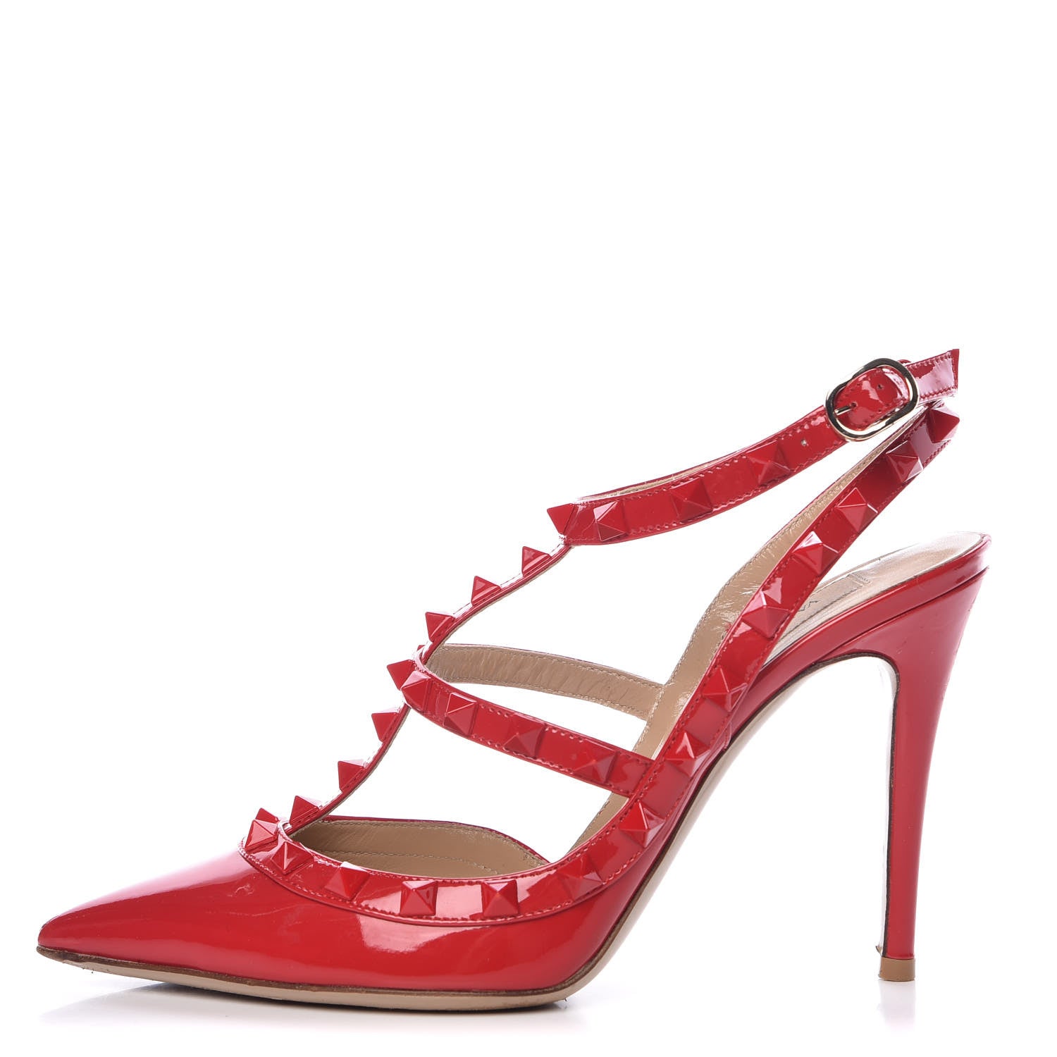 Valentino Garavani Patent Monochrome Rockstud Ankle Strap 100mm Pumps 36 Rosso Valentino 1 of 18
