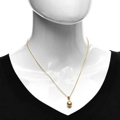 Mikimoto 18K Yellow Gold Diamond Golden Cultured Pearl 9.5-10mm Pendant Necklace 2 of 4