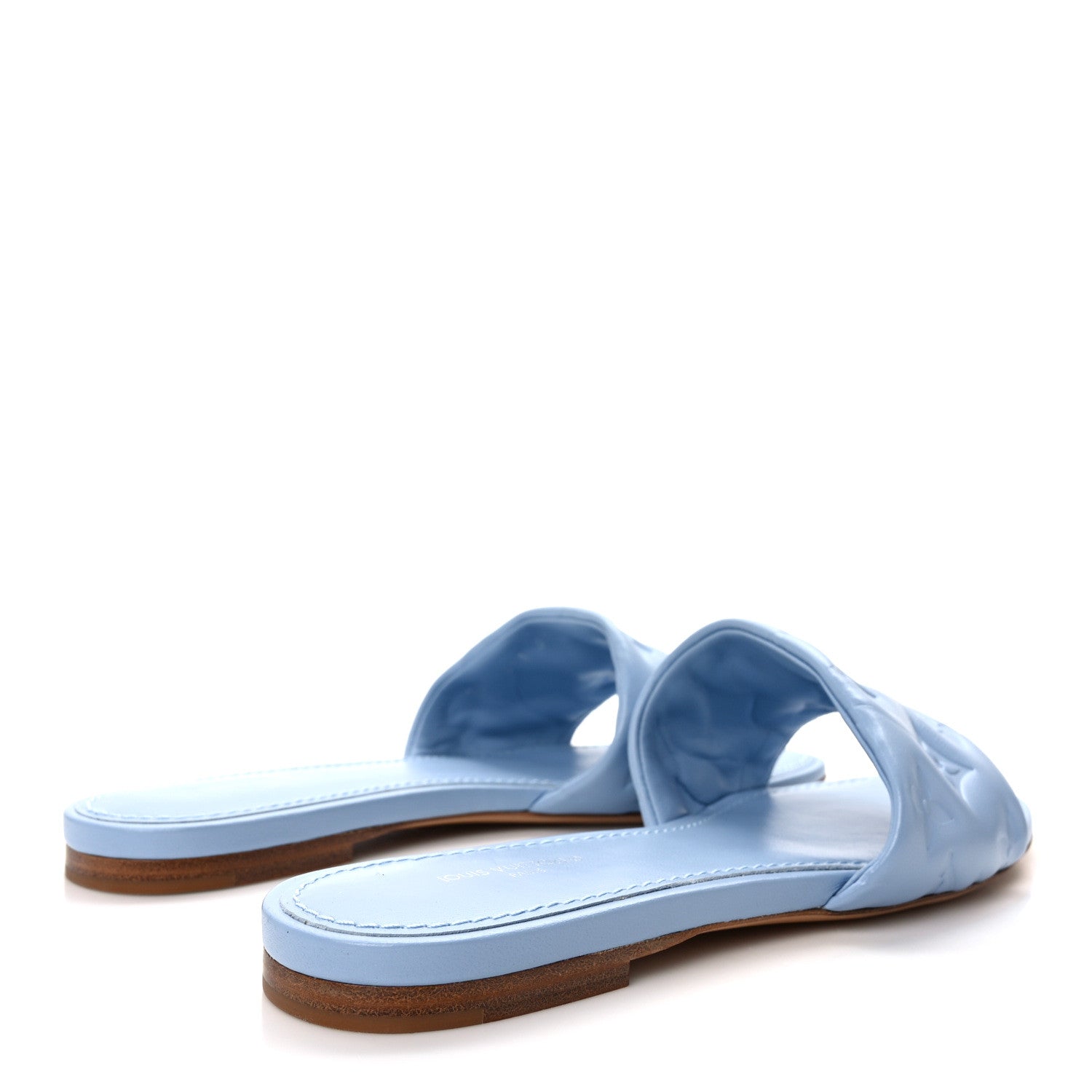 Louis Vuitton Lambskin Embossed Monogram Revival Flat Mules 37 Light Blue 4 of 8