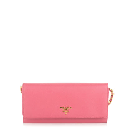 Prada Saffiano Metal Oro Chain Wallet Peonia 1 of 7