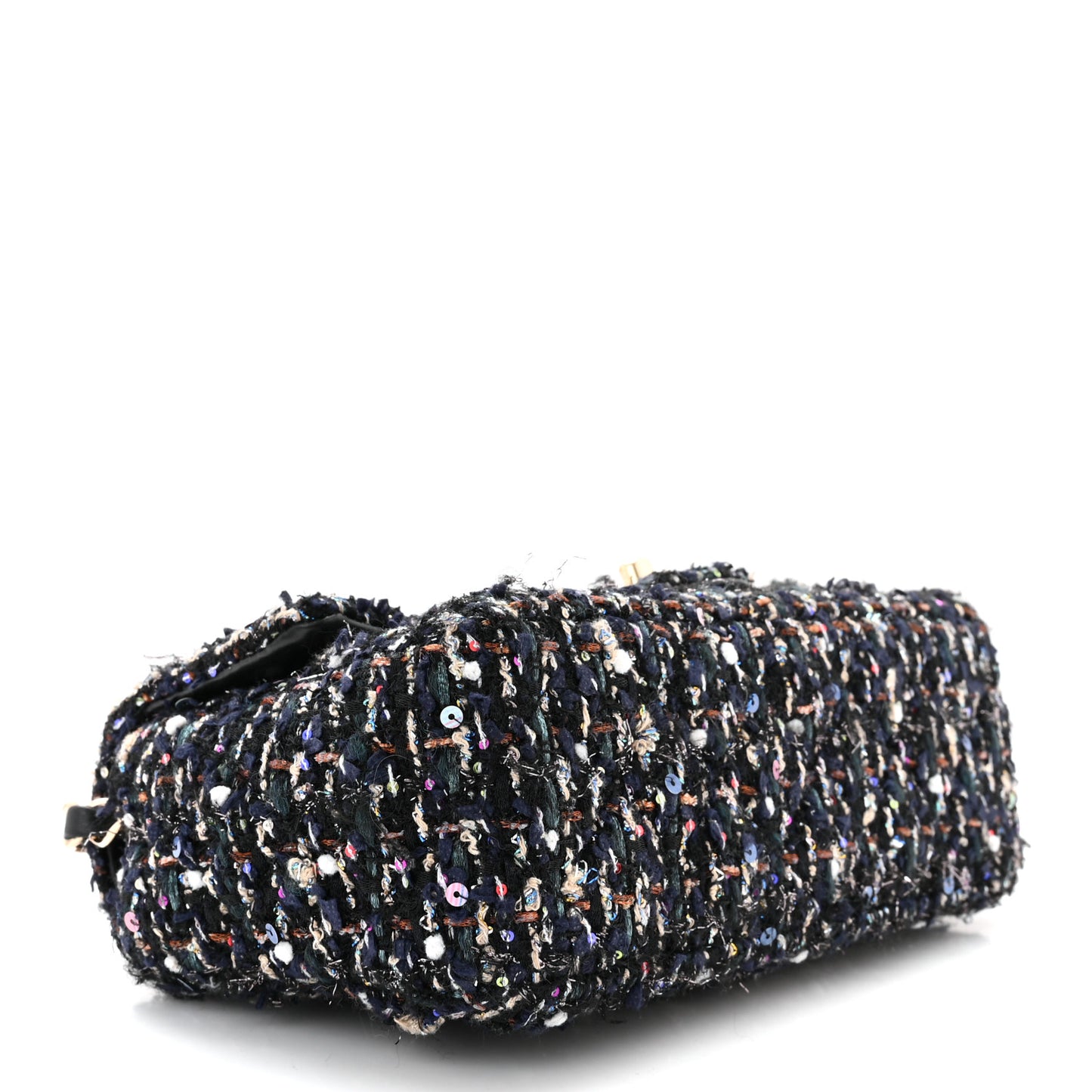 Glittered Tweed Quilted Mini Rectangular Flap Navy Blue Mulitcolor