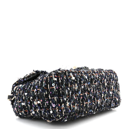 Chanel Glittered Tweed Quilted Mini Rectangular Flap Navy Blue Mulitcolor 4 of 10