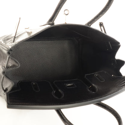 Hermes Shiny Lizard Birkin 25 Black 9 of 22