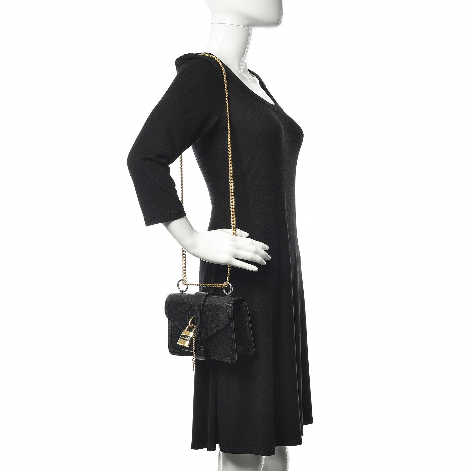 Chloe Shiny Goatskin Calfskin Aby Chain Shoulder Bag Black 2 of 12