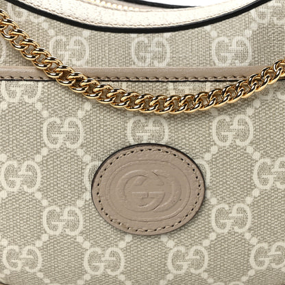 Gucci GG Supreme Monogram Textured Dollar Calfskin Mini Retro Interlocking G Half Moon Bag Beige Mystic White Oatmeal 7 of 10