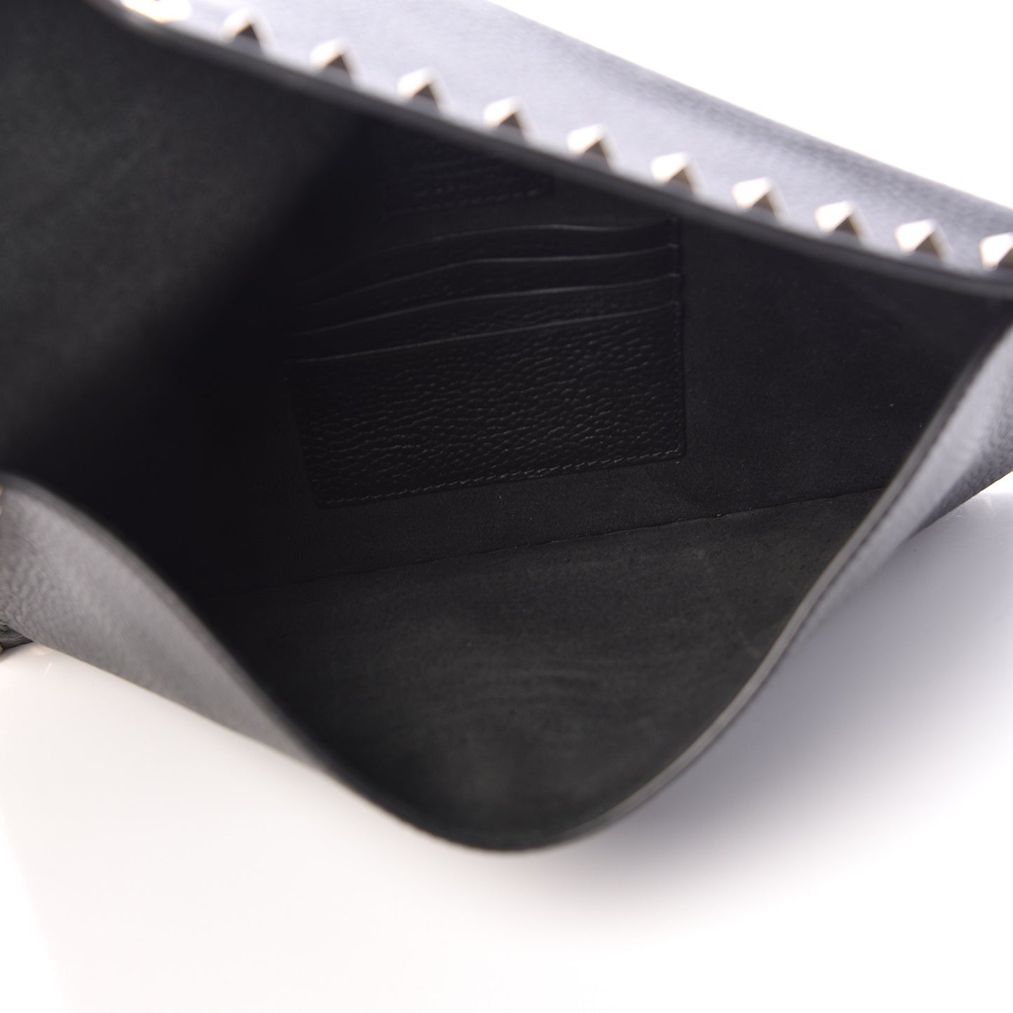 Pebbled Calfskin Large Rockstud Envelope Clutch Black