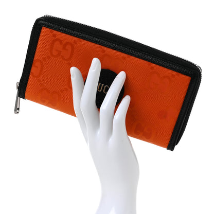 Gucci Econyl Nylon Monogram Off The Grid Zip Around Wallet Carrot Orange Black 2 of 6