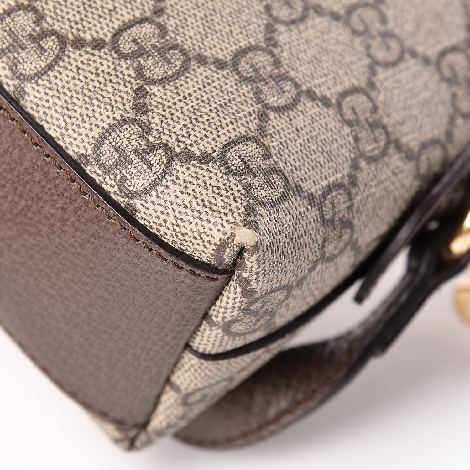 Gucci GG Supreme Monogram Textured Dollar Calfskin Web Small Ophidia Dome Shoulder Bag Beige Ebony New Acero 11 of 13