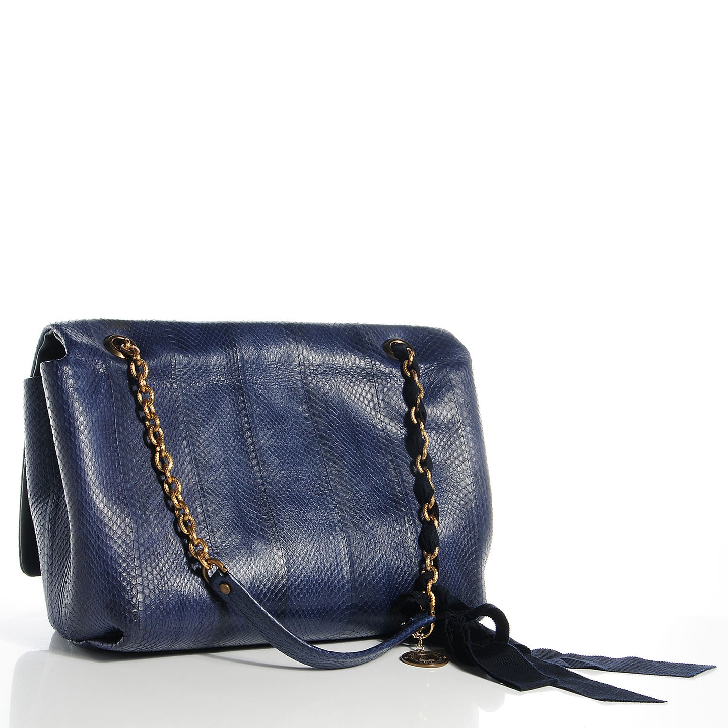 Snakeskin Large Happy Shoulder Bag Bleu Nuit