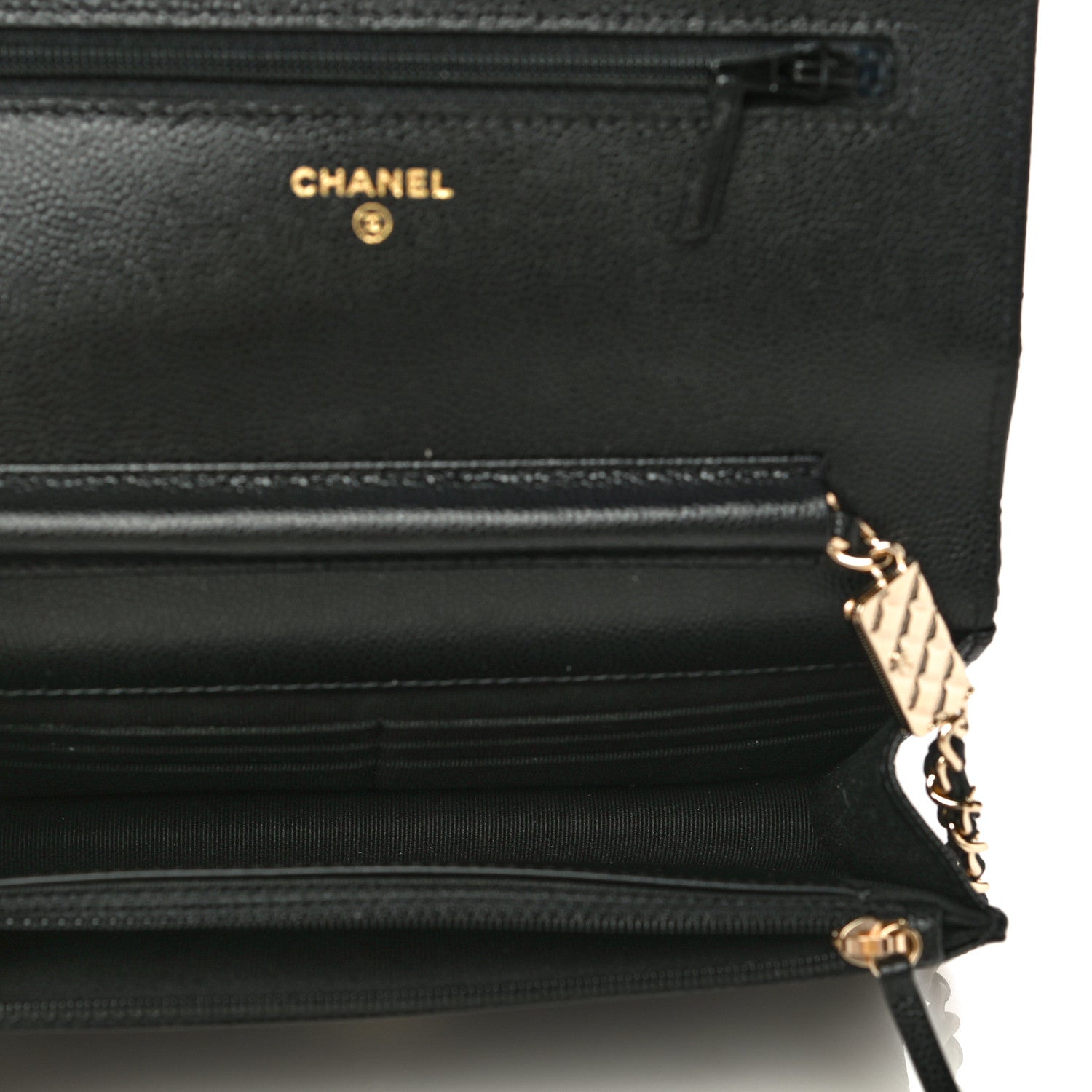 Chanel Caviar Quilted Wallet With Charms On Chain WOC Black 5 of 15