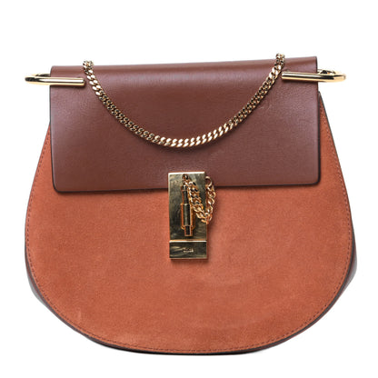 Chloe Suede Smooth Calfskin Drew Shoulder Bag Classic Tobacco 1 of 4