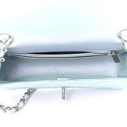 Chanel Iridescent Calfskin Quilted Mini Rectangular Flap Light Blue 5 of 9