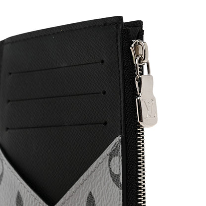 Louis Vuitton Metallic Taigarama Coin Card Holder Gunmetal Grey Black 7 of 7