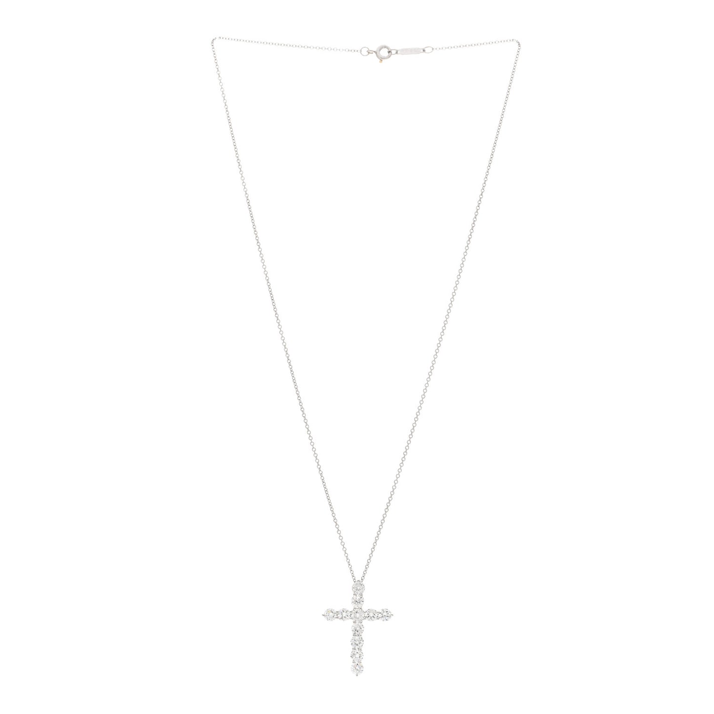 Platinum Diamond Large Cross Pendant Necklace