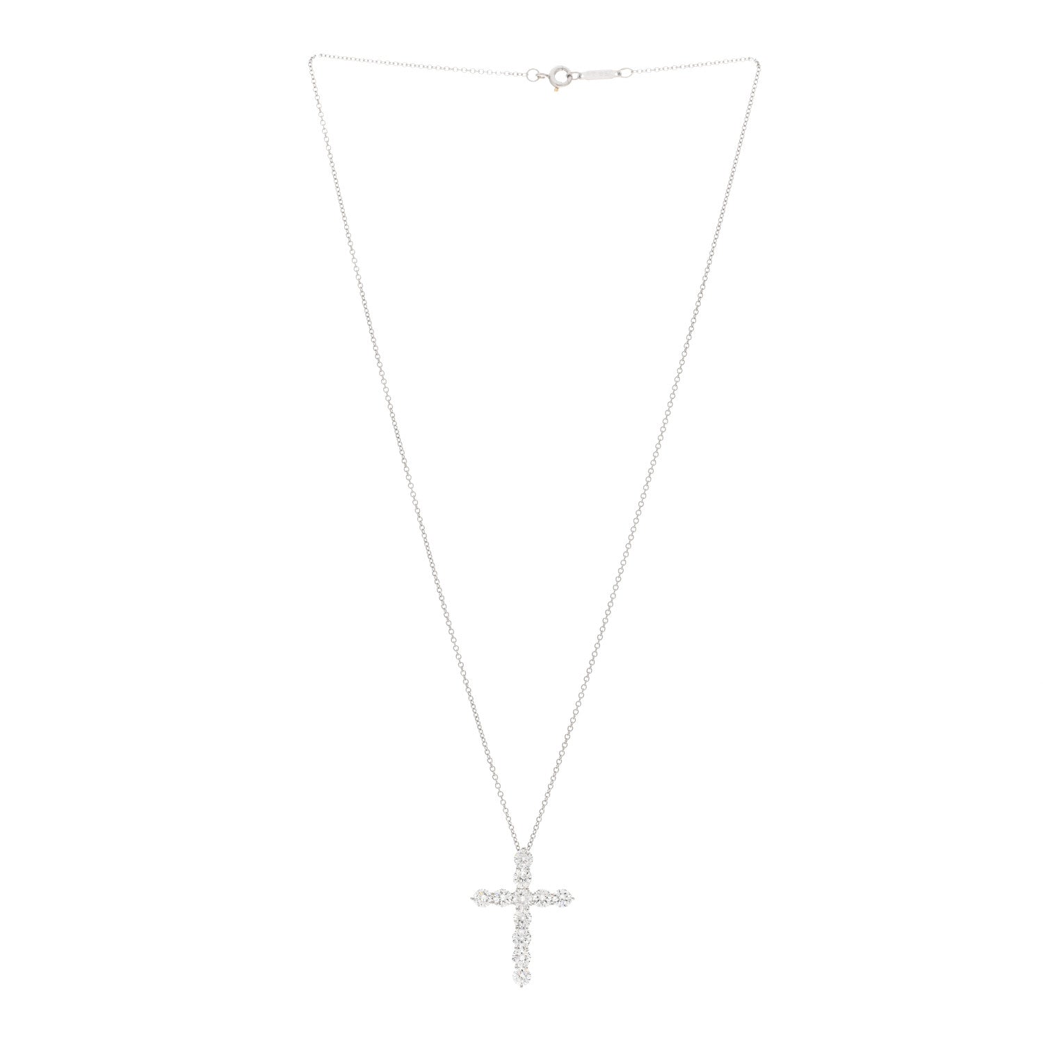 Tiffany Platinum Diamond Large Cross Pendant Necklace 3 of 4