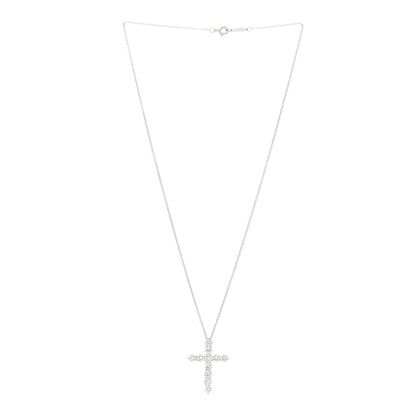 Tiffany Platinum Diamond Large Cross Pendant Necklace 3 of 4