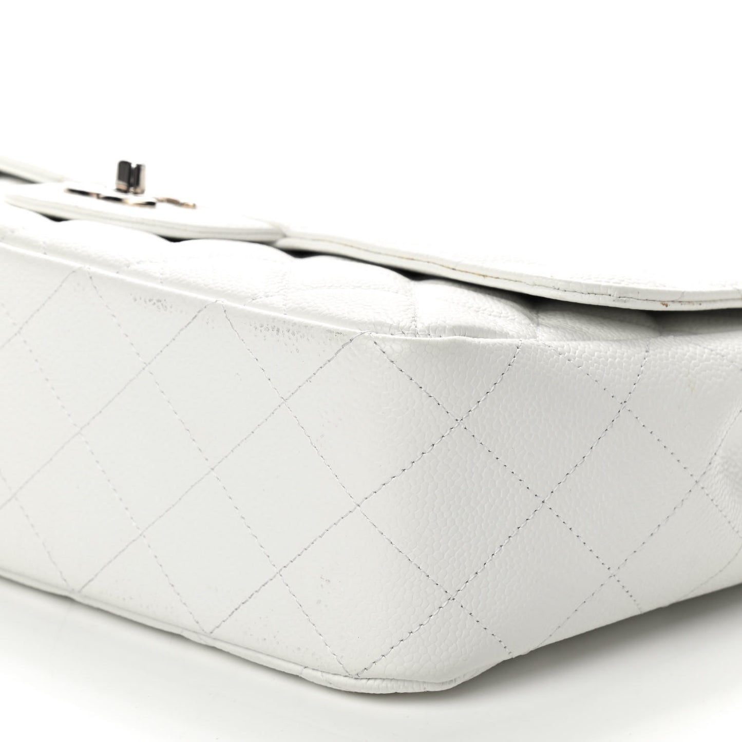 Caviar Quilted Jumbo Single Flap White