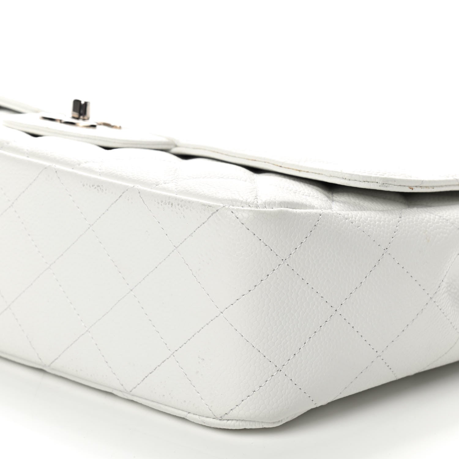 Chanel Caviar Quilted Jumbo Single Flap White 7 of 13