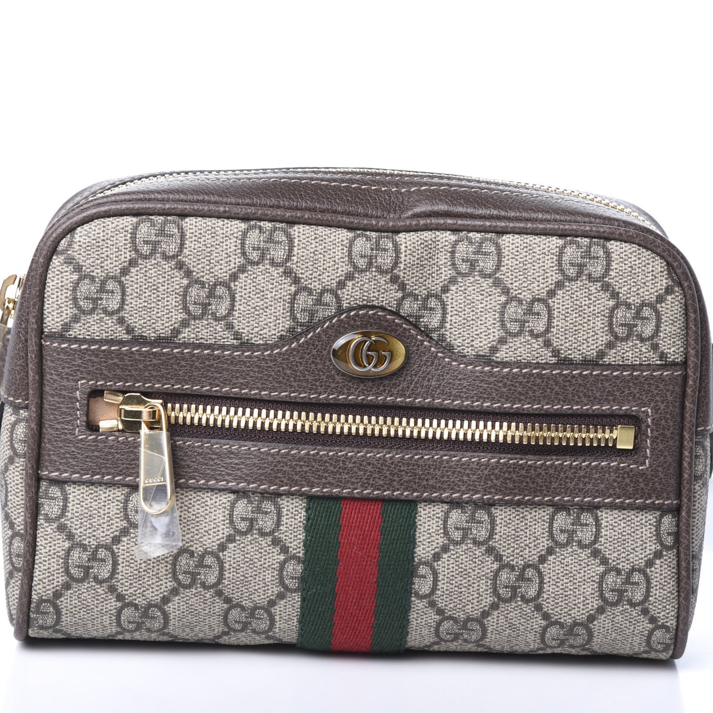 GG Supreme Monogram Web Small Ophidia Belt Bag 85 34 Dark Brown