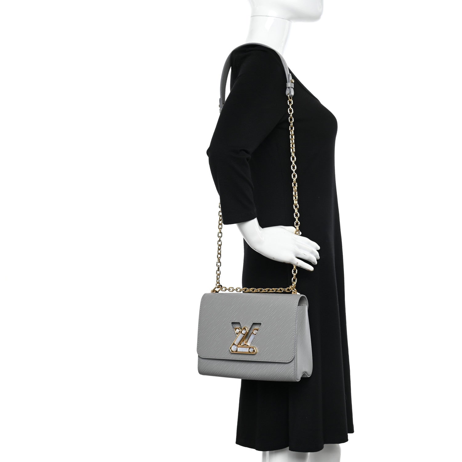 Louis Vuitton Epi Moonstone Twist Shoulder Bag MM Grey 2 of 12
