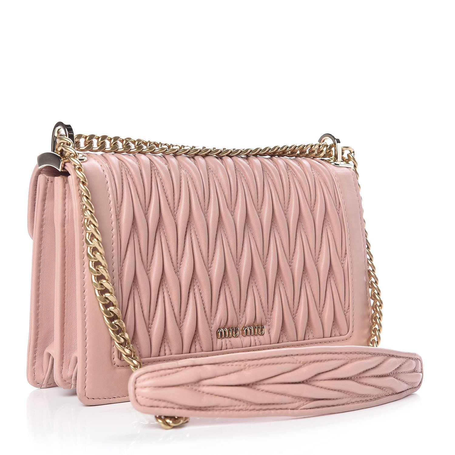 Miu Miu Lambskin Confidential Matelasse Chain Shoulder Bag Orchidea 3 of 11