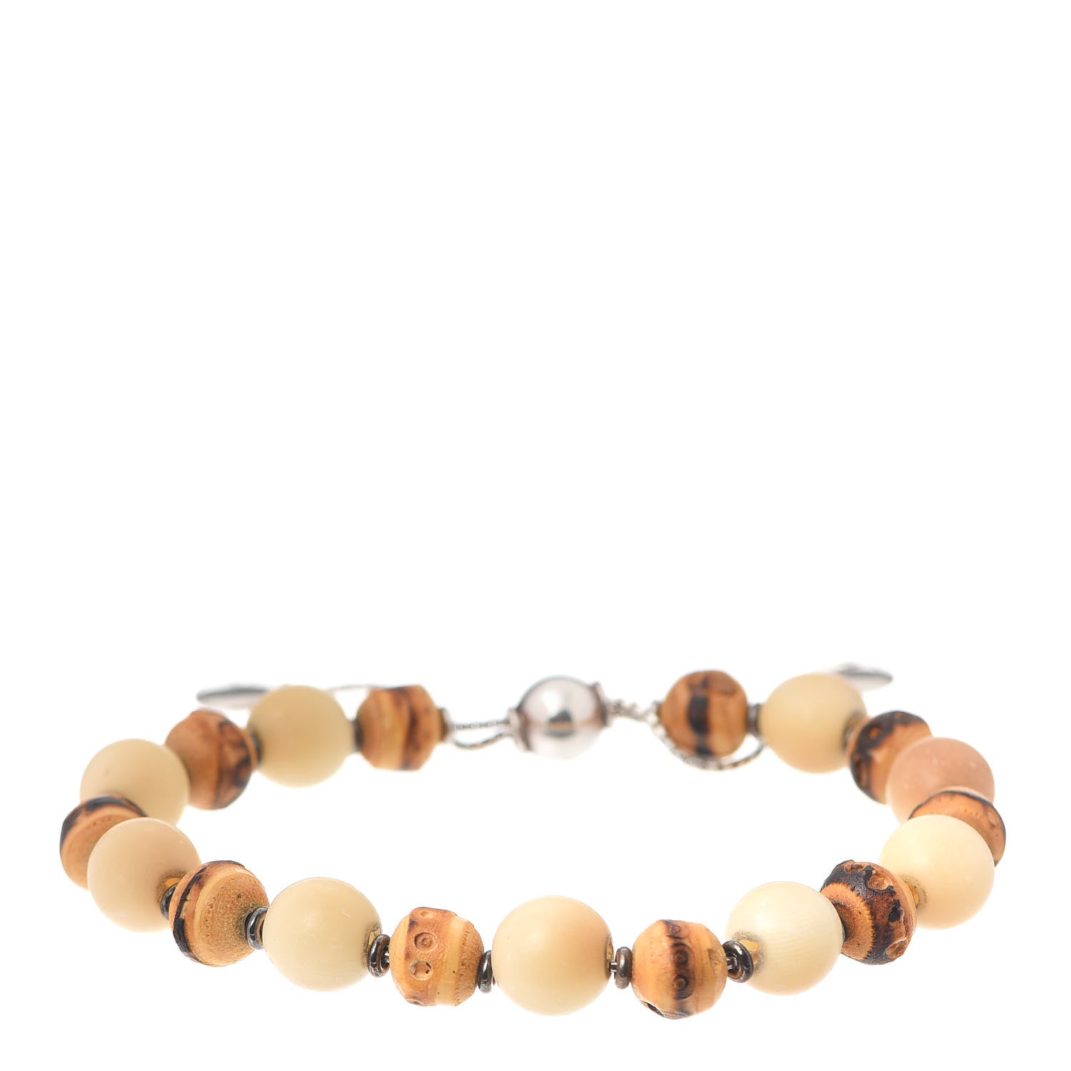 Gucci Sterling Silver Bamboo Tagua Beaded Bracelet 1 of 4