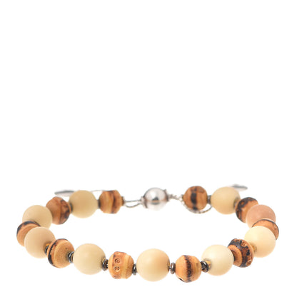 Gucci Sterling Silver Bamboo Tagua Beaded Bracelet 1 of 4
