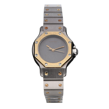 Cartier Stainless Steel 18K Yellow Gold 25mm Santos Octagon Automatic Watch Gray 1 of 8