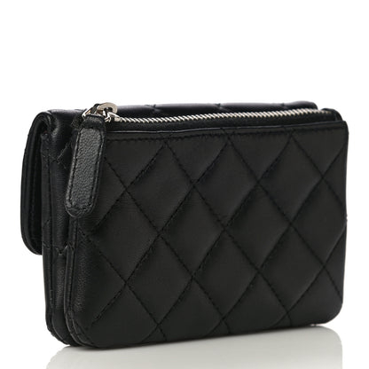 Chanel Lambskin Quilted Zip Card Holder Black 3 of 14
