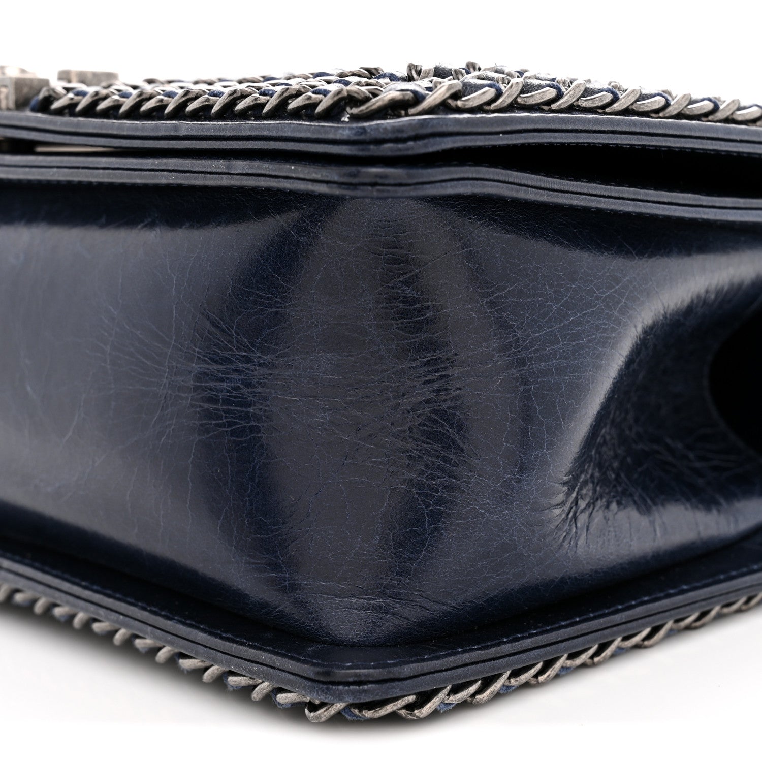 Chanel Glazed Calfskin Quilted Medium Boy Chained Flap Blue 10 of 10