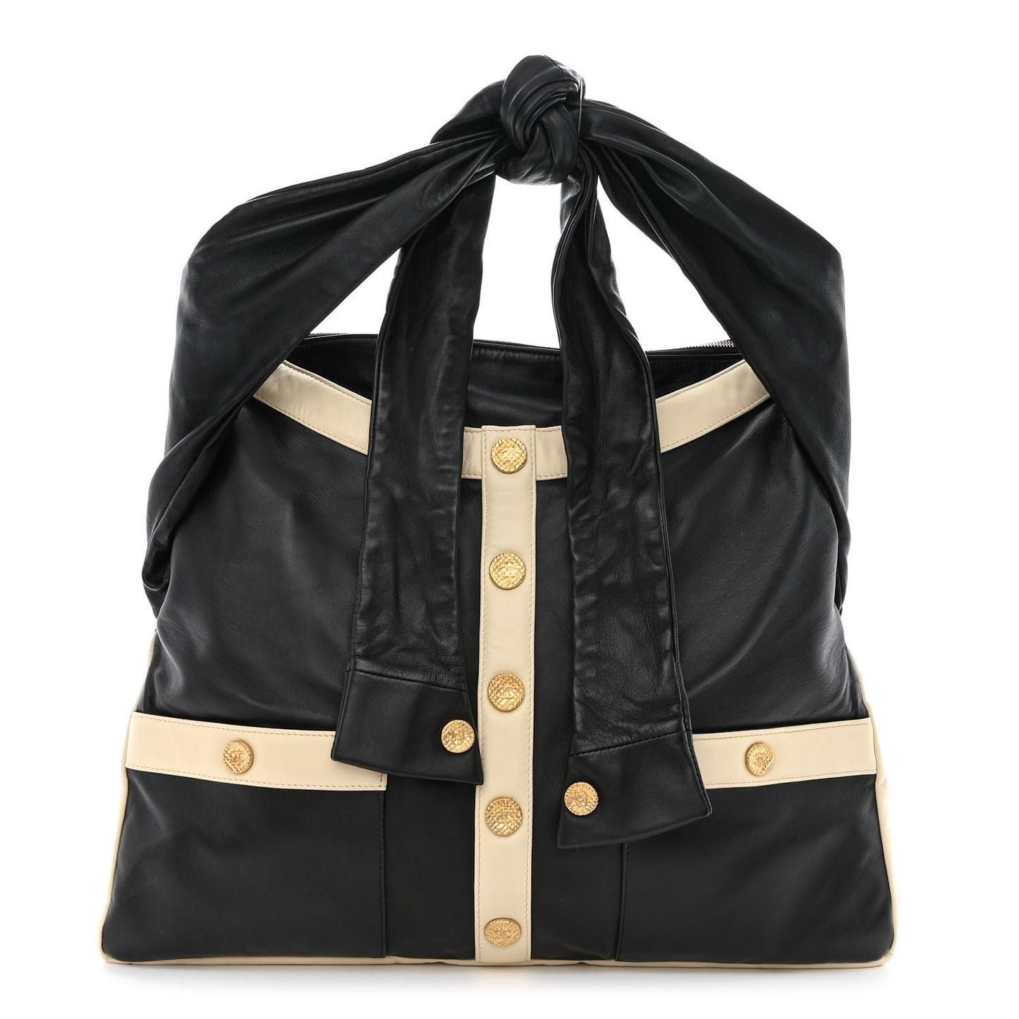 Lambskin Large Girl Bag Black Beige