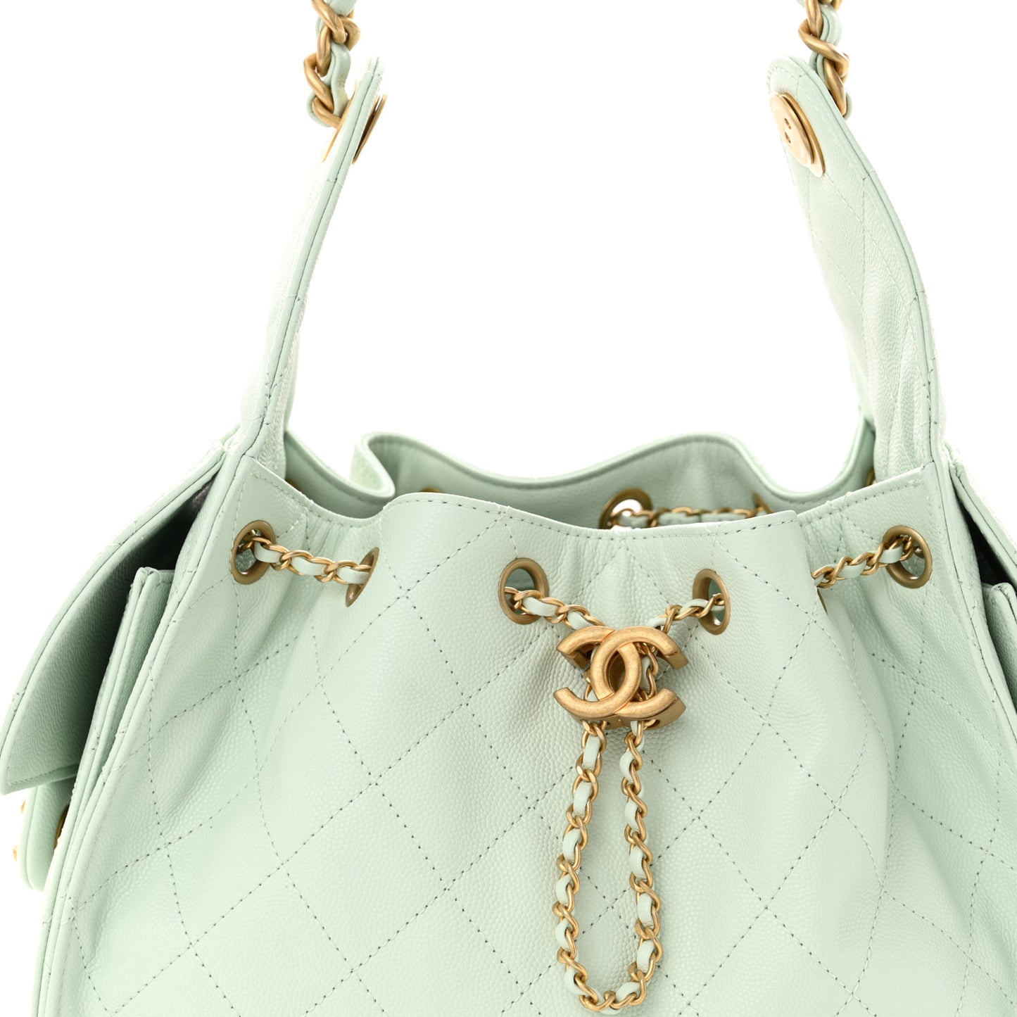 Caviar Quilted Small Chanel 25 Handbag Light Green
