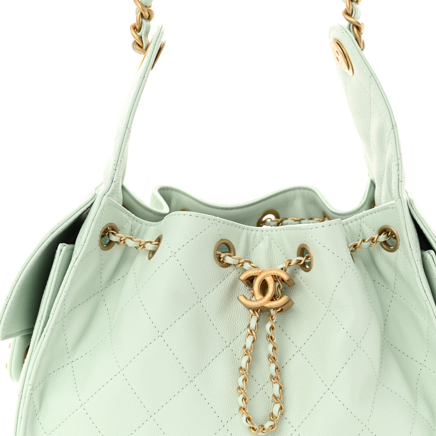 Chanel Caviar Quilted Small Chanel 25 Handbag Light Green 8 of 11