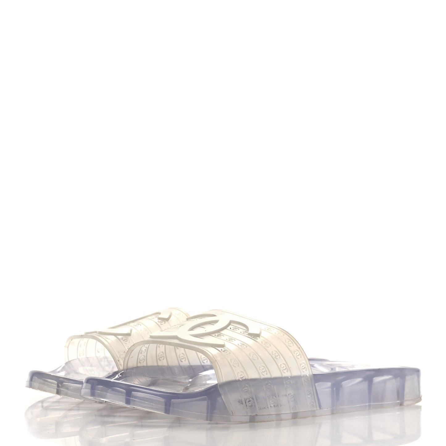 PVC Transparent CC Flat Slide Sandals 9 White