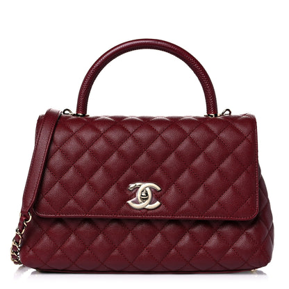 Chanel Caviar Lizard Embossed Quilted Small Coco Handle Flap Burgundy 1 of 10