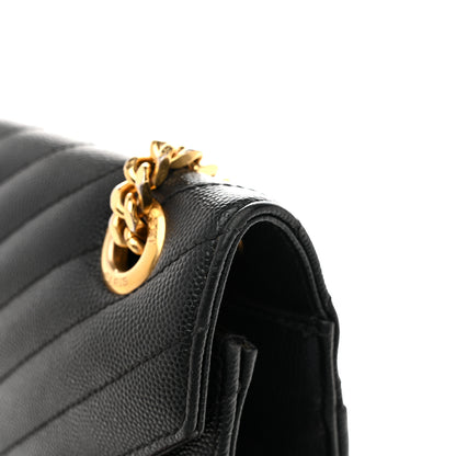 Saint Laurent Grain De Poudre Matelasse Chevron Large Monogram Satchel Black 14 of 14