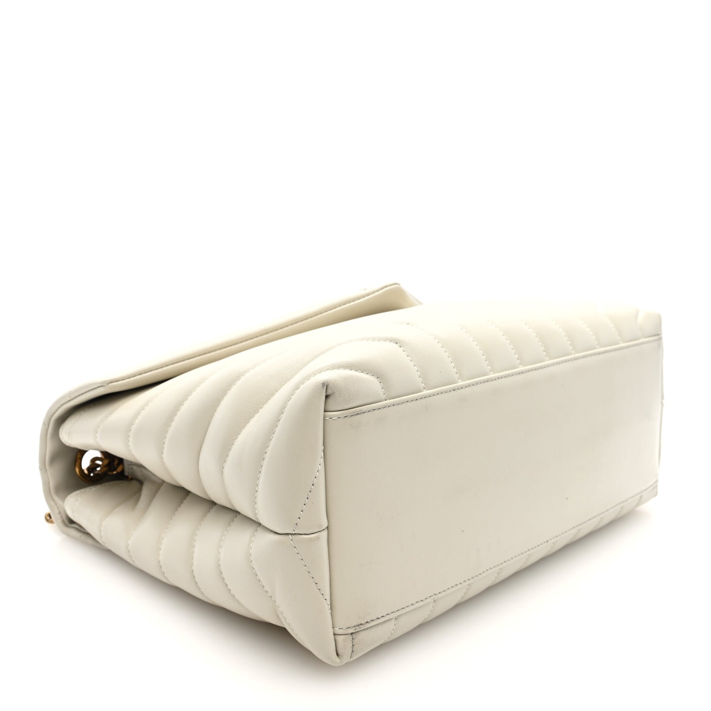 Calfskin Y Quilted Monogram Medium Loulou Chain Satchel Crema Soft