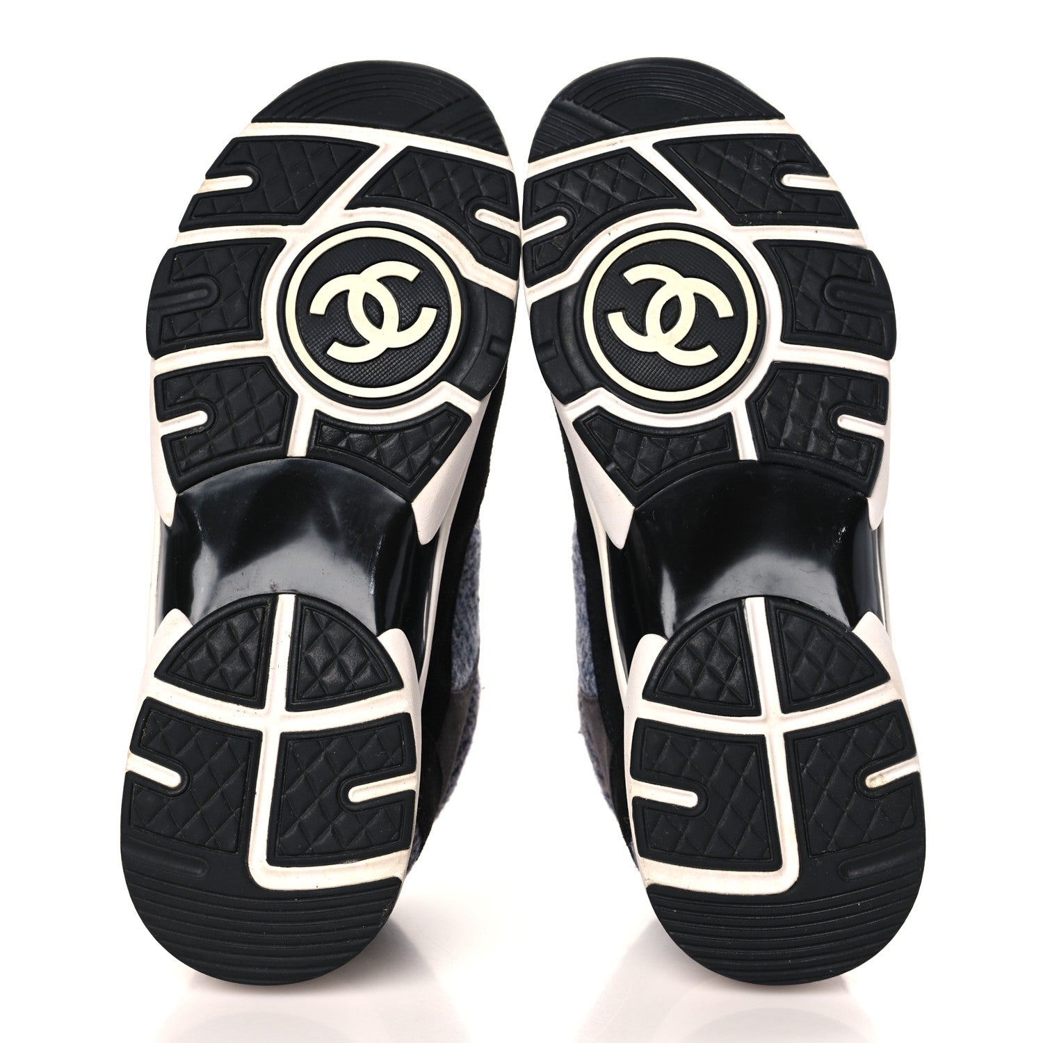 Chanel Fabric Suede Calfskin CC Sneakers 39 Black Grey Dark Grey 5 of 7