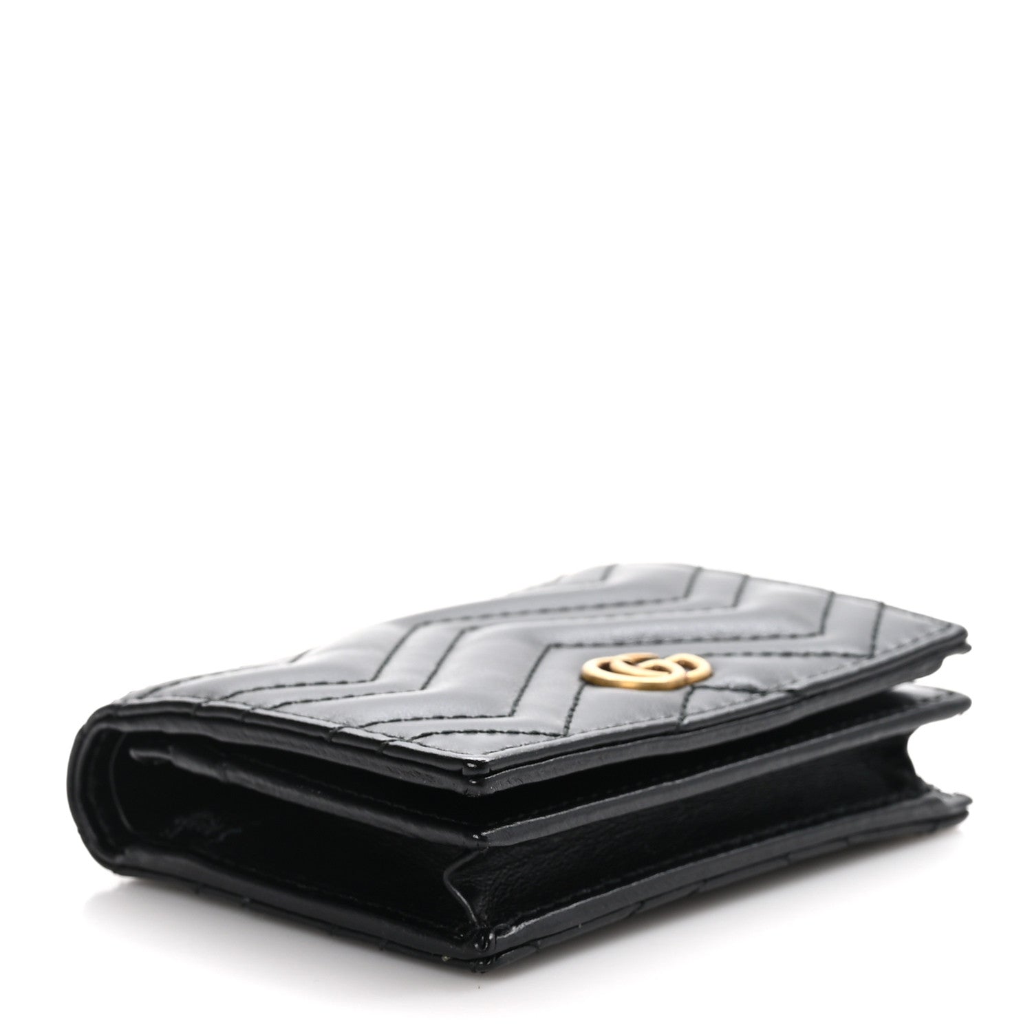 Gucci Calfskin Matelasse GG Marmont Card Case Wallet Black 4 of 10