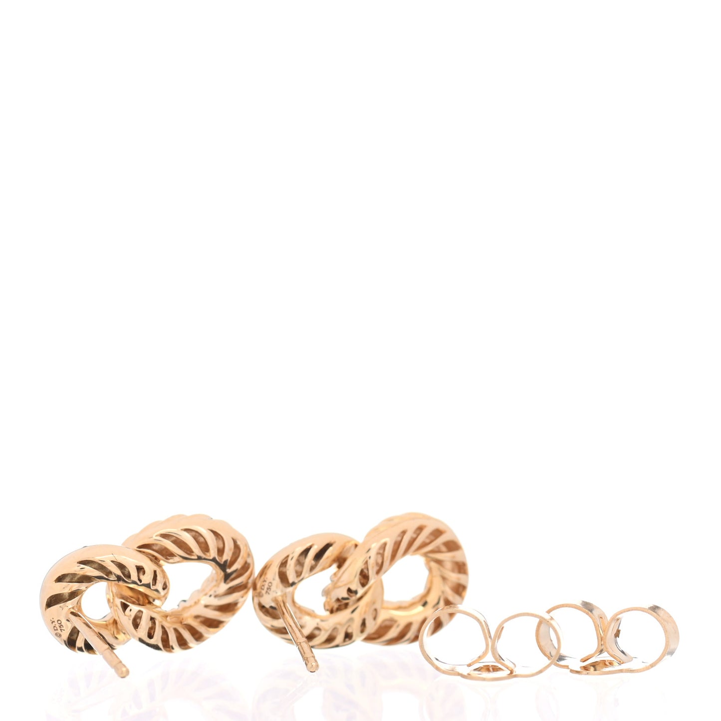 18K Yellow Gold Diamond Extra Small Belmont Curb Link Drop Earrings