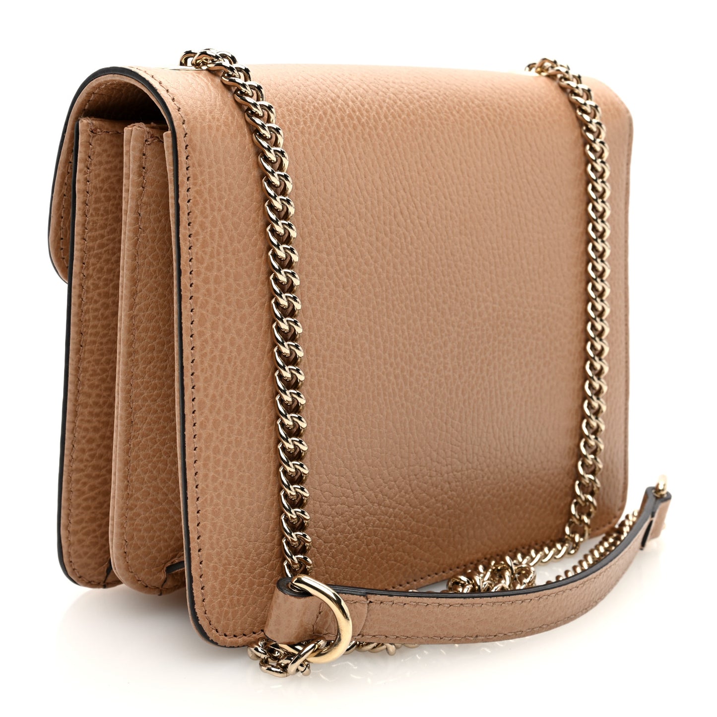 Dollar Calfskin Small Interlocking G Shoulder Bag Camelia
