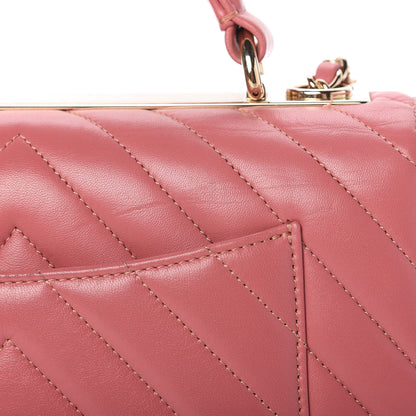 Chanel Lambskin Chevron Quilted Small Trendy CC Dual Handle Flap Bag Light Pink 14 of 15