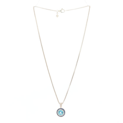 David Yurman Sterling Silver Blue Topaz Sapphire 8mm Petite Cerise Pendant Necklace 2 of 3