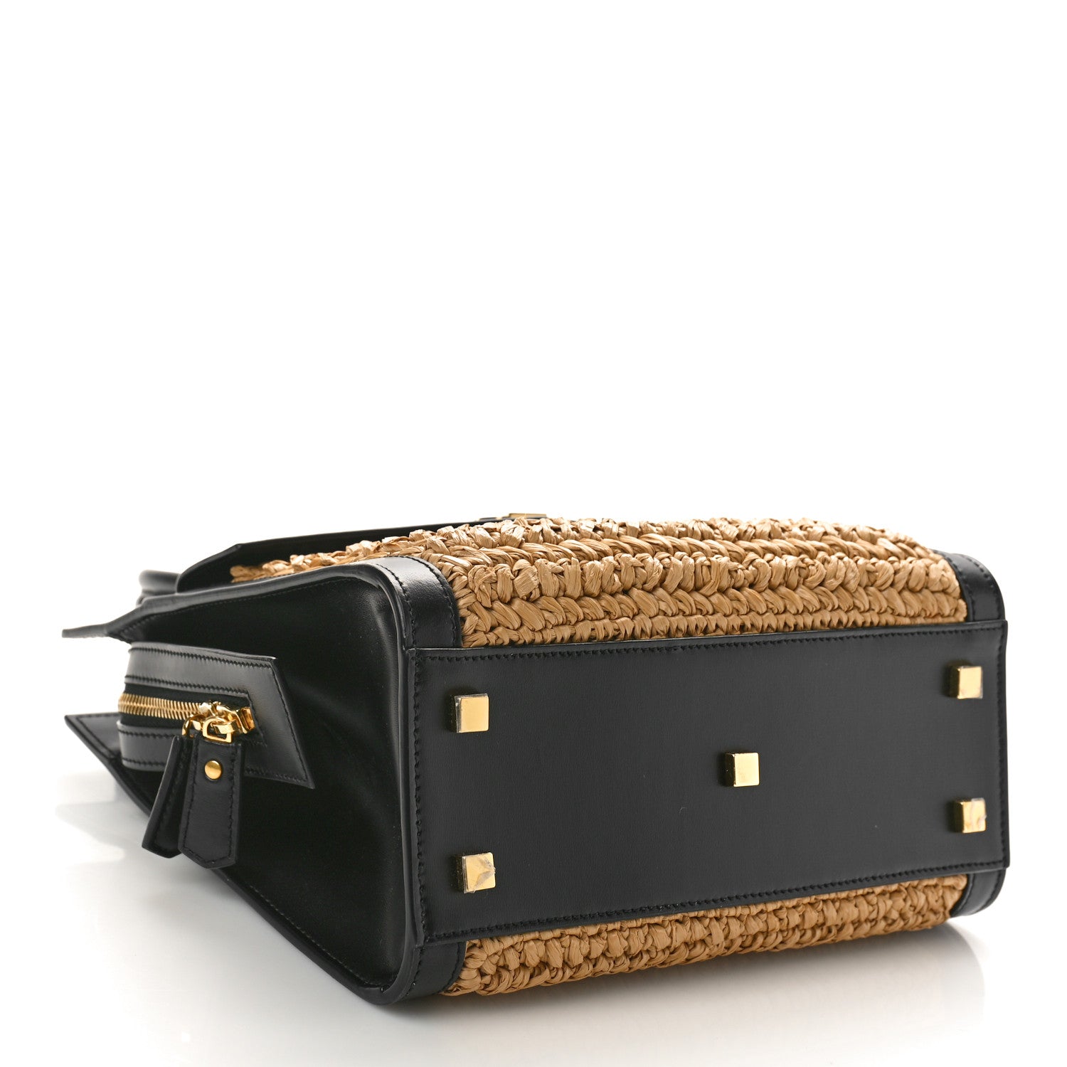 Saint Laurent Raffia Calfskin Small Uptown Tote Black Natural 4 of 8