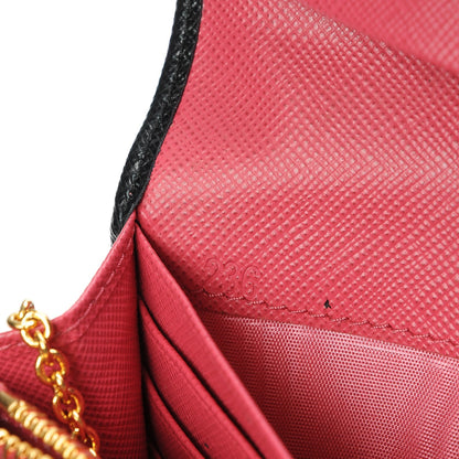 Prada Saffiano Colour Continental Flap Wallet Black Hibiscus 7 of 8