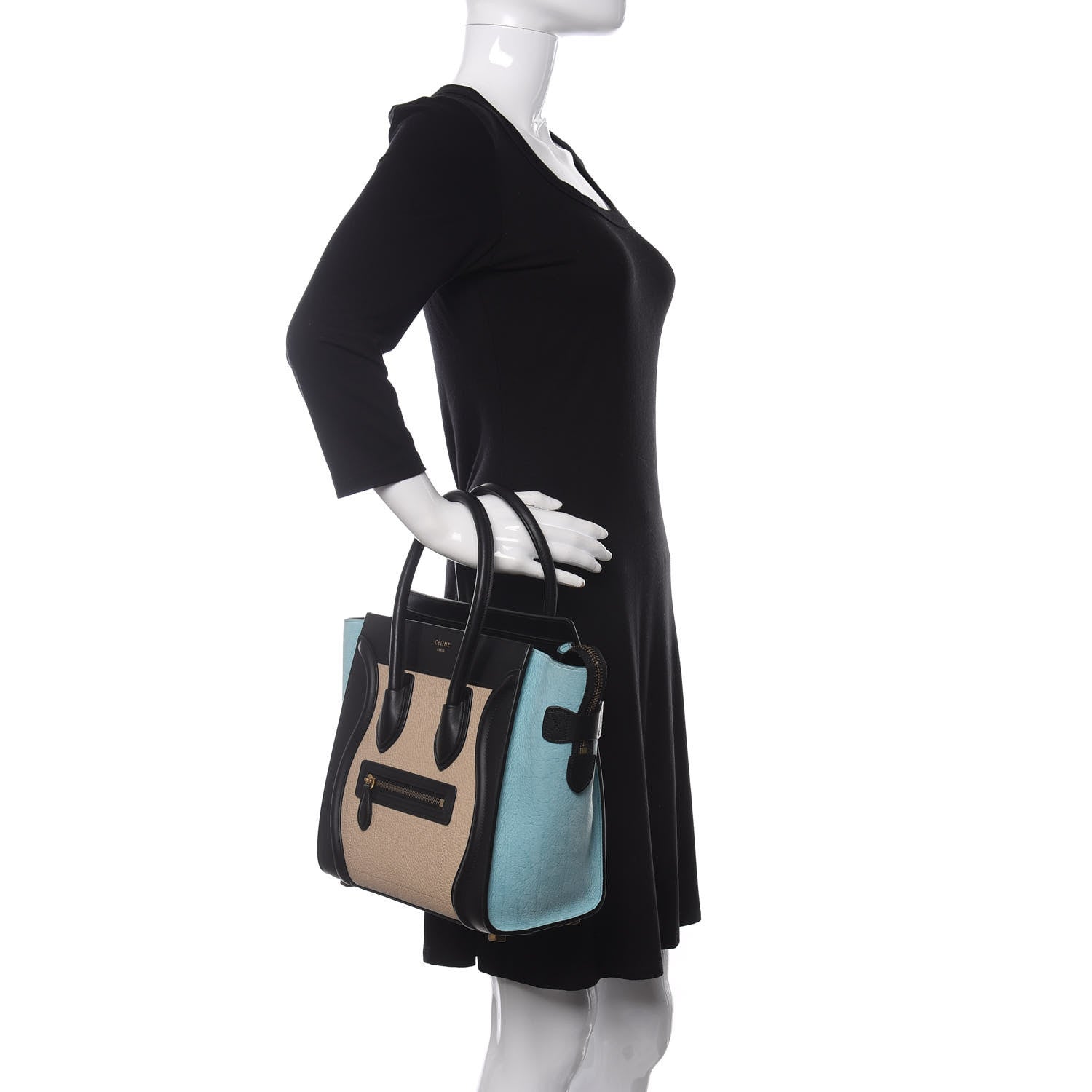 Celine Bullhide Drummed Calfskin Micro Tri-Color Luggage Antarctic 2 of 14