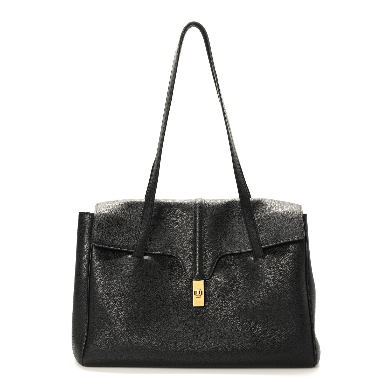 Celine Grained Calfskin Large Soft 16 Bag Black 1 of 9